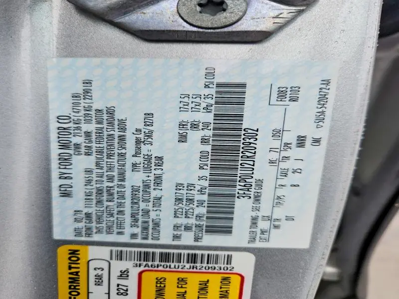 2018 FORD FUSION SE HYBRID  