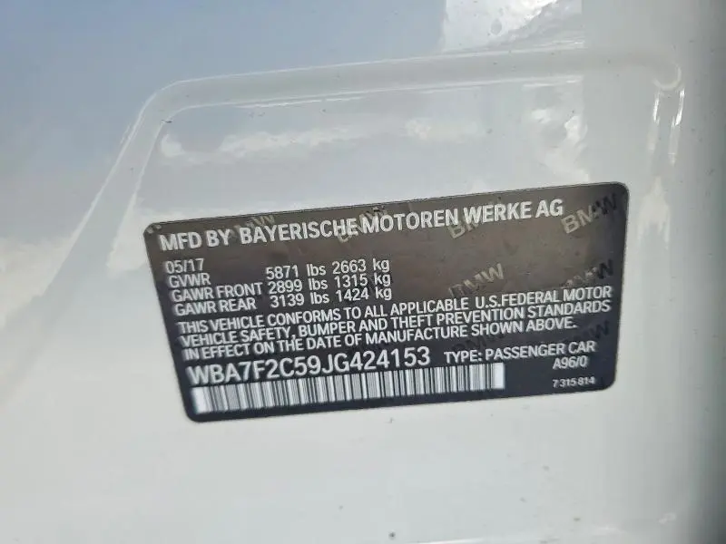 2018 BMW 750 XI  