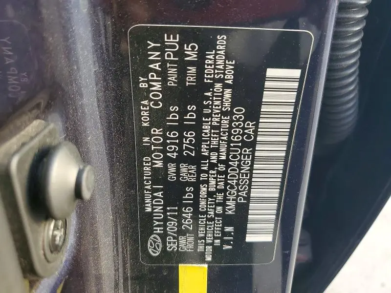 2012 HYUNDAI GENESIS 3.8L  