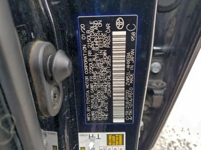 2020 TOYOTA PRIUS L  