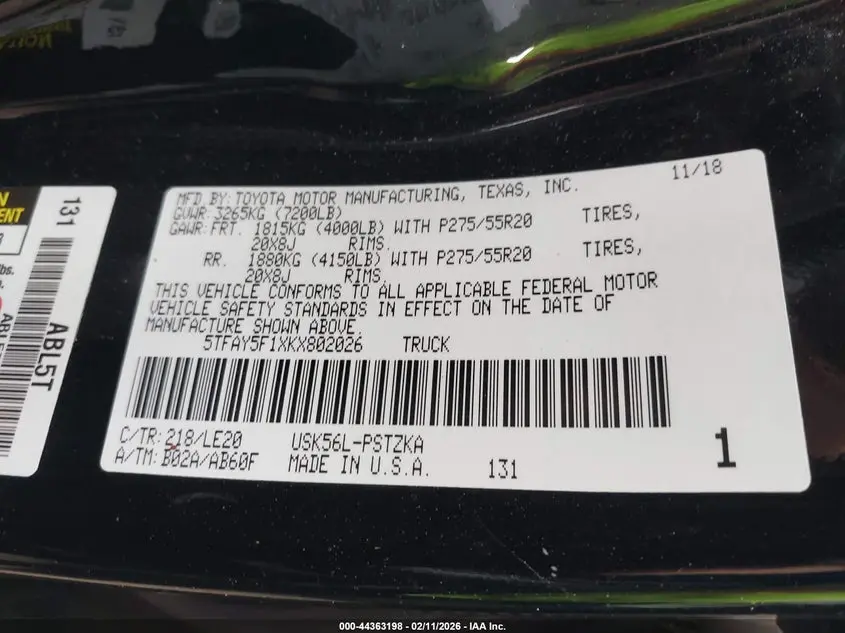 2019 TOYOTA TUNDRA PLATINUM 5.7L V8