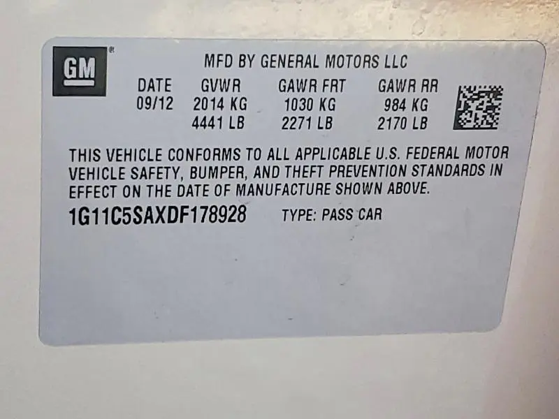 2013 CHEVROLET MALIBU 1LT  