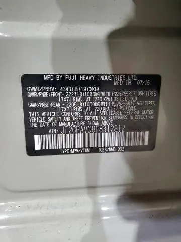 2015 SUBARU XV CROSSTREK 2.0 LIMITED  