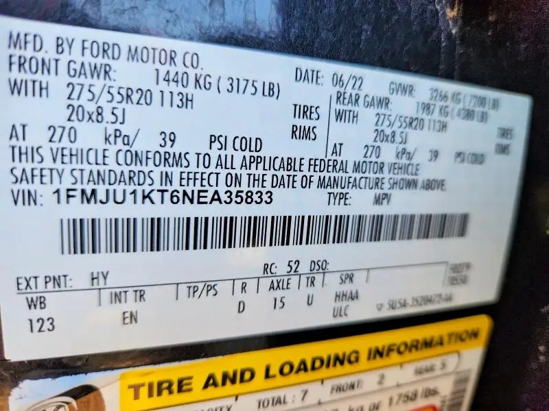 2022 FORD EXPEDITION LIMITED  