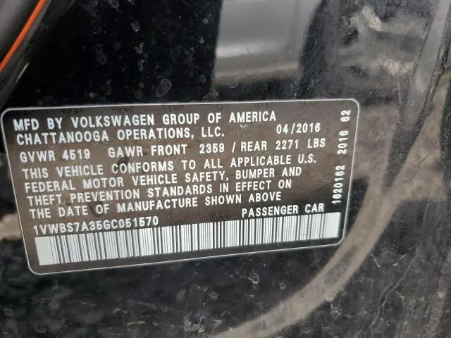 2016 VOLKSWAGEN PASSAT SE