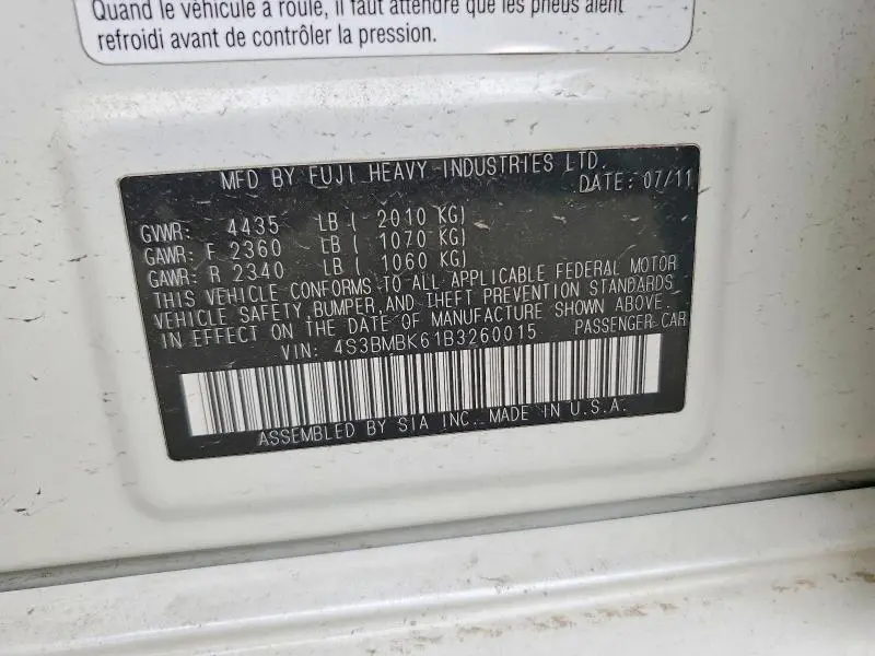 2011 SUBARU LEGACY 2.5I LIMITED  
