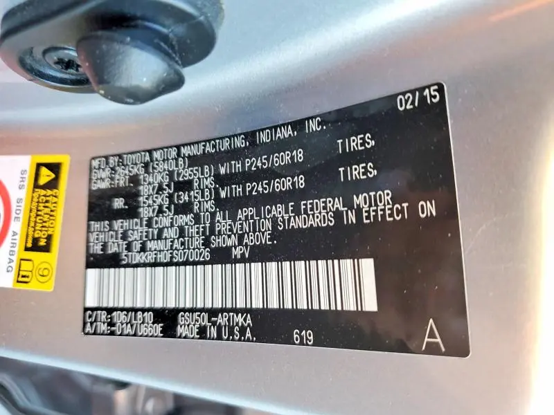 2015 TOYOTA HIGHLANDER XLE  