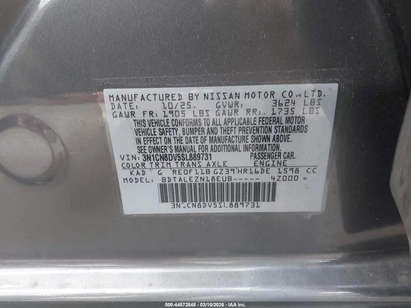 2025 NISSAN VERSA 1.6 S
