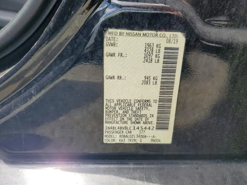 2020 NISSAN ALTIMA S  