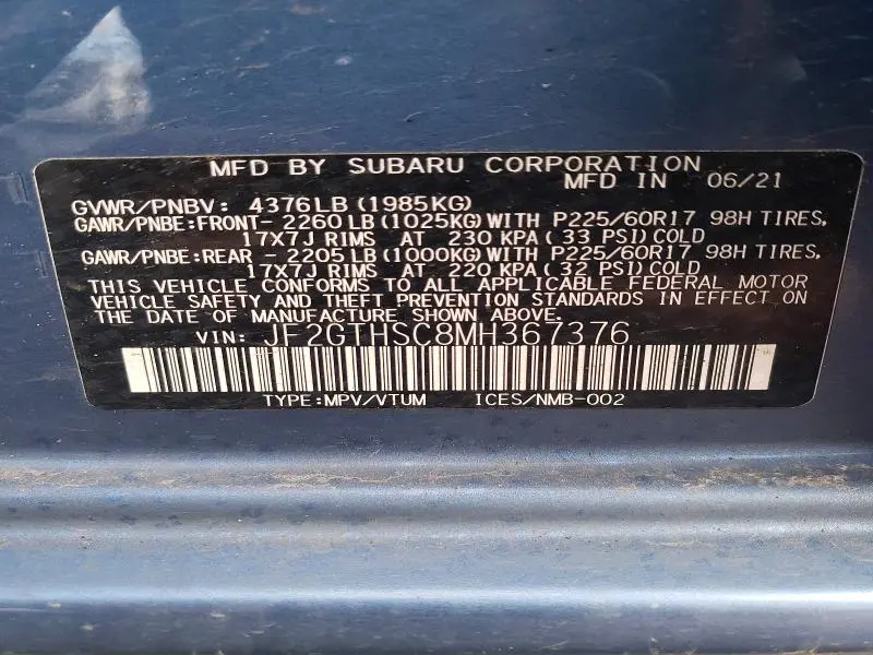 2021 SUBARU CROSSTREK SPORT  