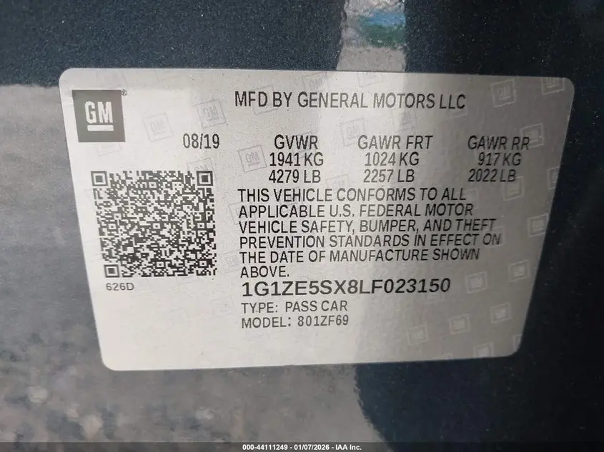 2020 CHEVROLET MALIBU FWD PREMIER