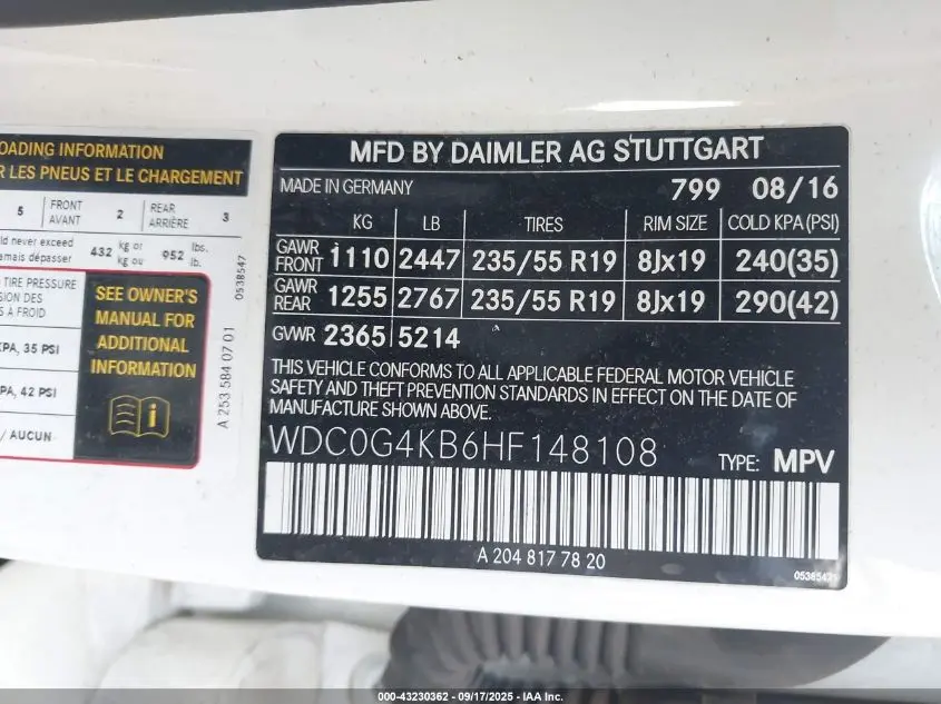 2017 MERCEDES-BENZ GLC 300 4MATIC