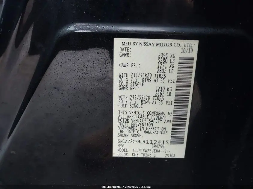 2020 NISSAN MURANO SL INTELLIGENT AWD