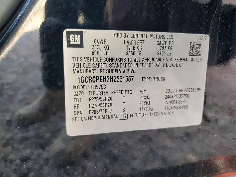 2017 CHEVROLET SILVERADO C1500 CUSTOM  