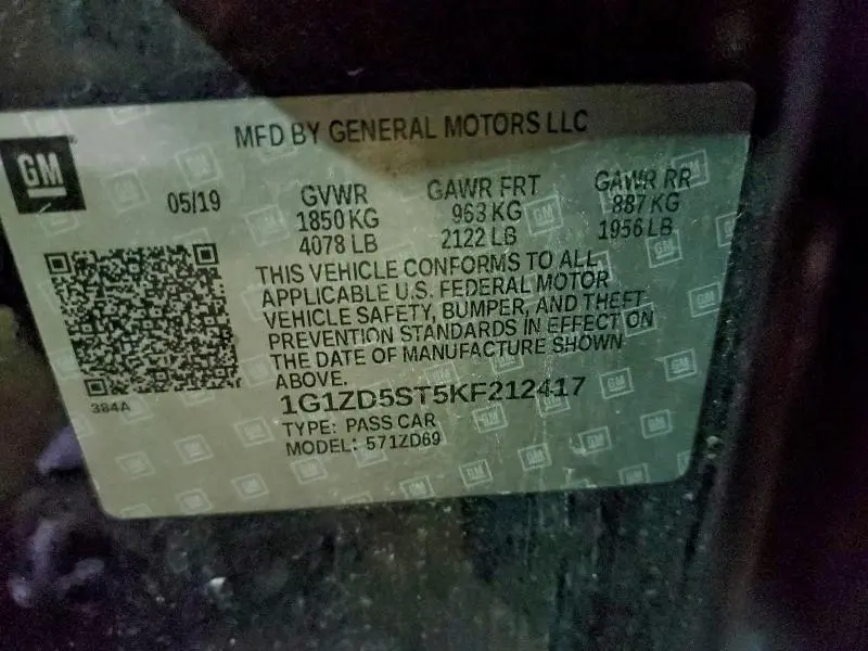 2019 CHEVROLET MALIBU LT  