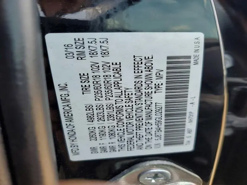 2016 ACURA RDX TECHNOLOGY  