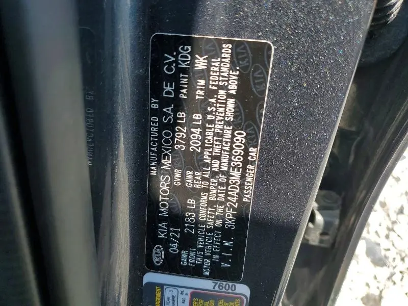 2021 KIA FORTE FE  