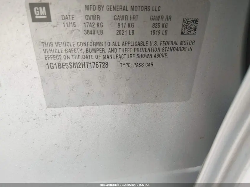 2017 CHEVROLET CRUZE LT AUTO