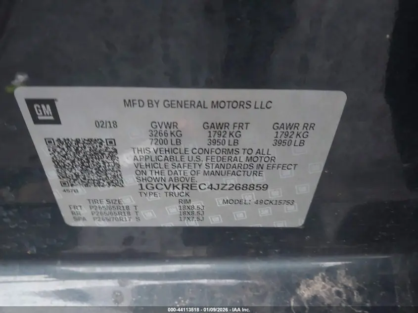 2018 CHEVROLET SILVERADO 1500 1LT