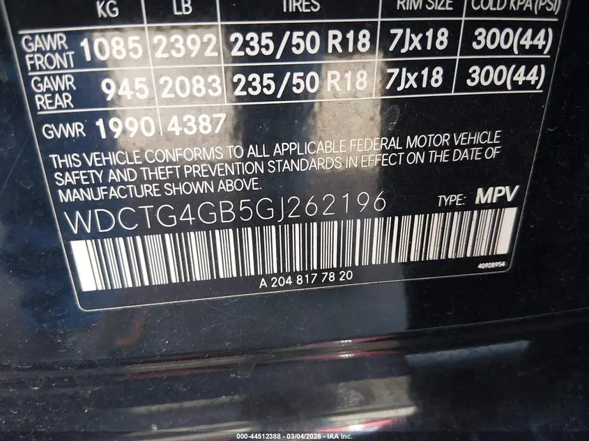 2016 MERCEDES-BENZ GLA 250 4MATIC