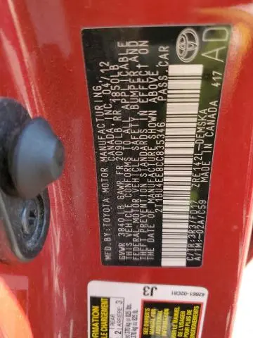 2012 TOYOTA COROLLA BASE  