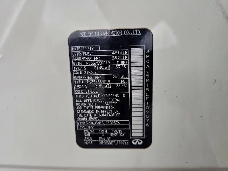 2020 INFINITI QX50 PURE  