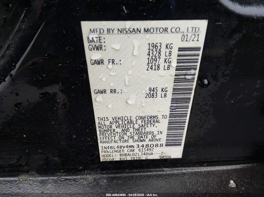 2021 NISSAN ALTIMA S FWD
