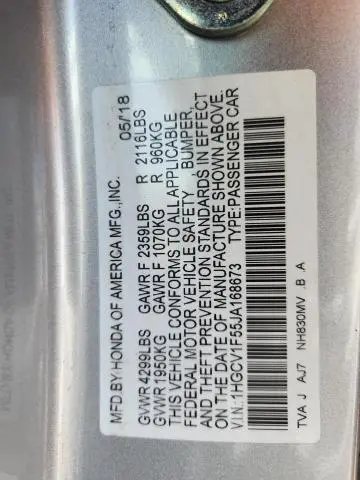 2018 HONDA ACCORD EXL  