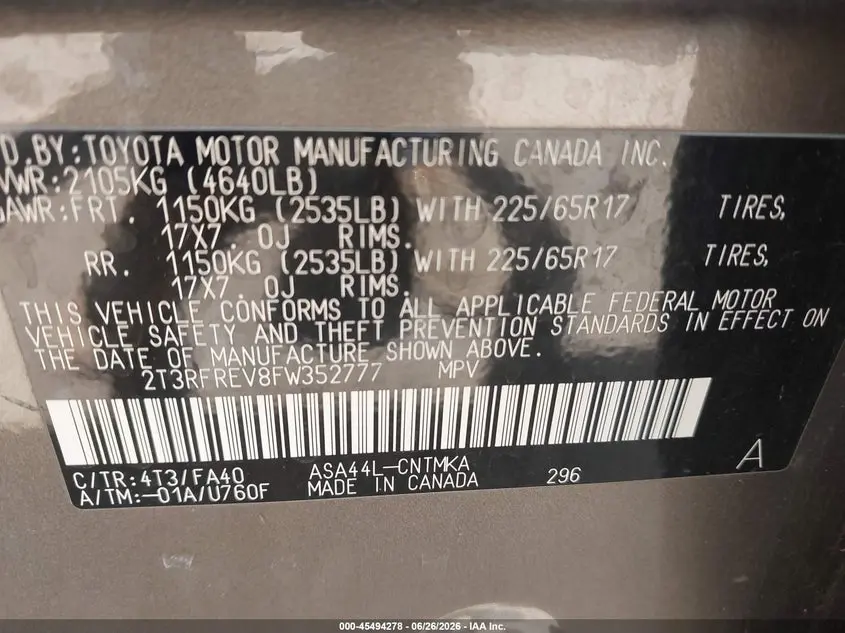 2015 TOYOTA RAV4 XLE