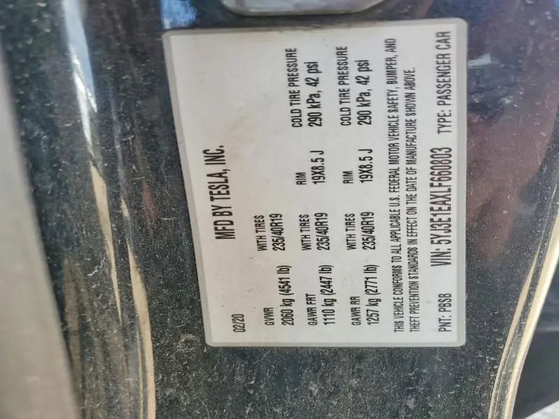 2020 TESLA MODEL 3   