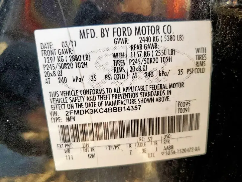 2011 FORD EDGE LIMITED  