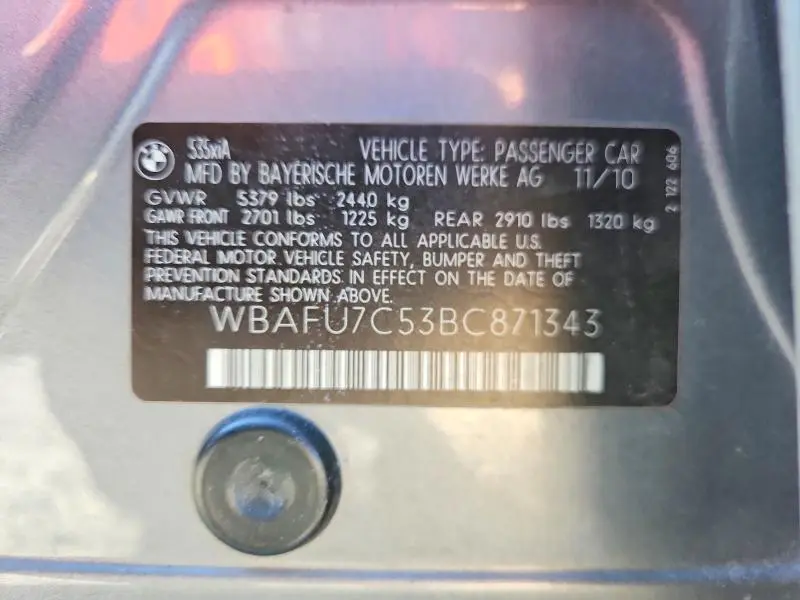 2011 BMW 535 XI  