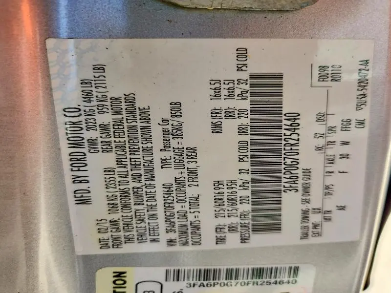2015 FORD FUSION S  
