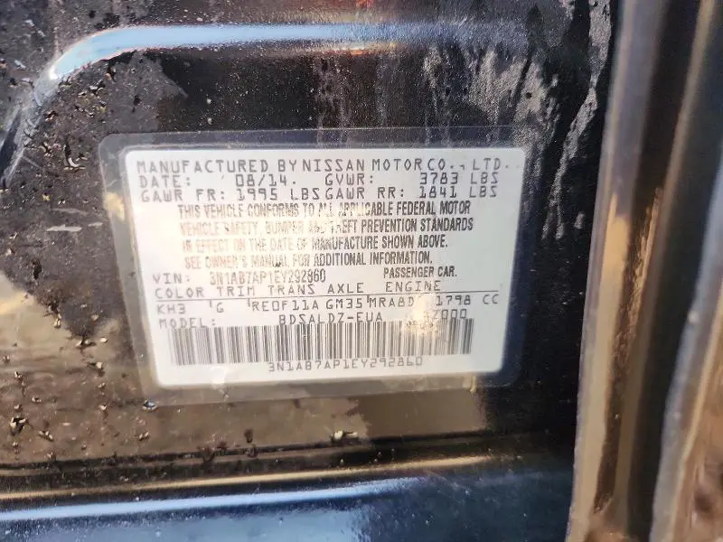 2014 NISSAN SENTRA SV  