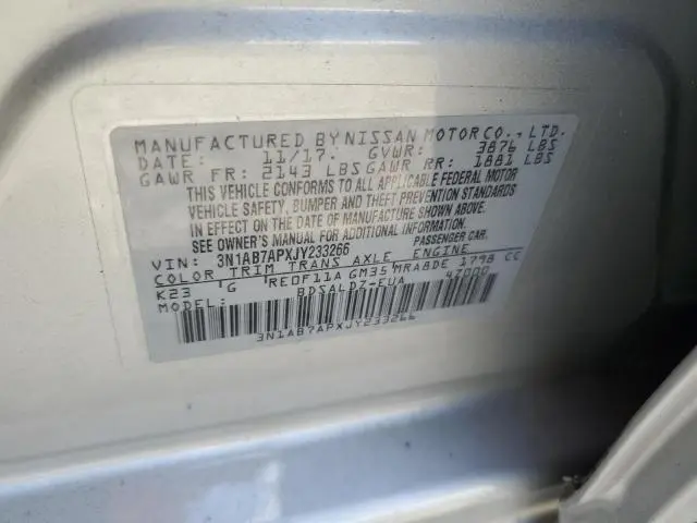 2018 NISSAN SENTRA S  