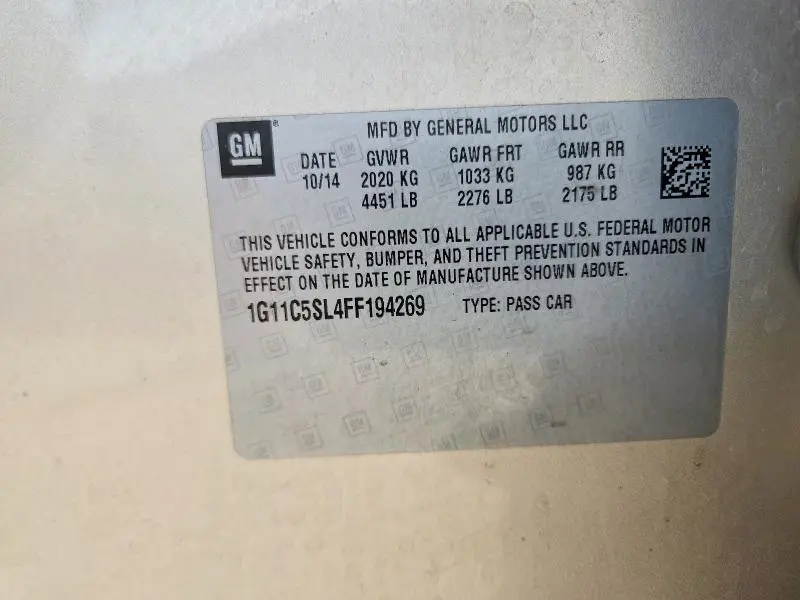 2015 CHEVROLET MALIBU 1LT  