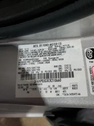 2012 FORD FUSION SEL  