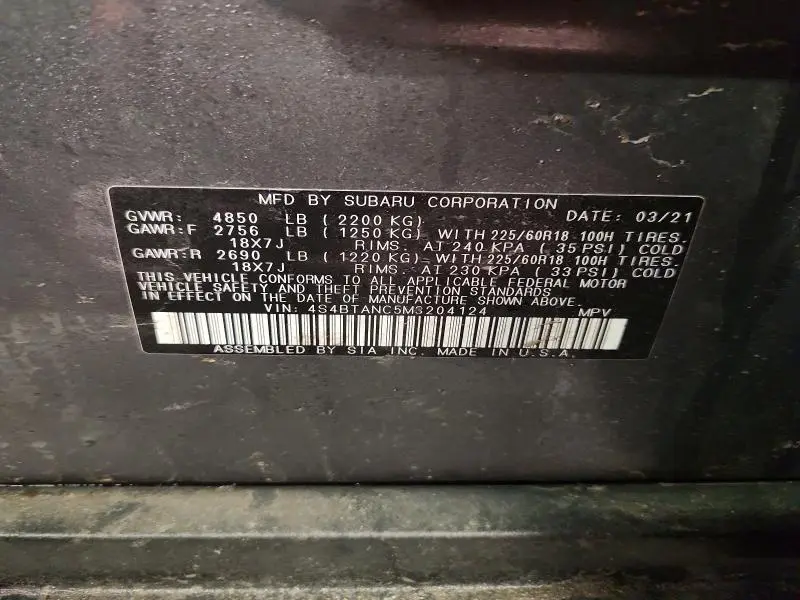 2021 SUBARU OUTBACK LIMITED  