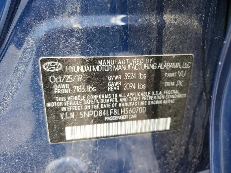 2020 HYUNDAI ELANTRA SEL  