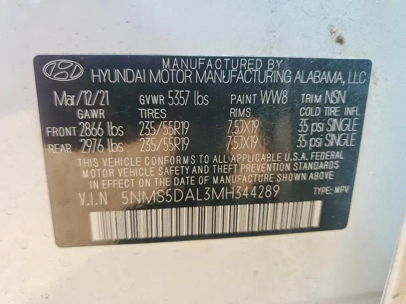 2021 HYUNDAI SANTA FE CALLIGRAPHY  