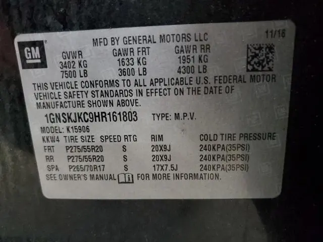2017 CHEVROLET SUBURBAN K1500 PREMIER