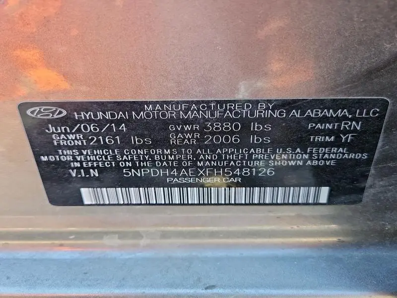 2015 HYUNDAI ELANTRA SE  