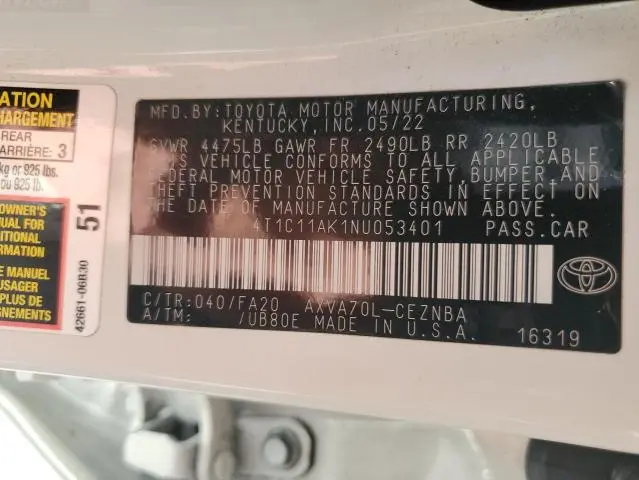 2022 TOYOTA CAMRY LE  