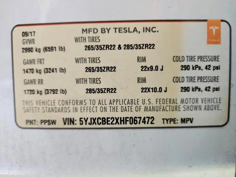 2017 TESLA MODEL X   