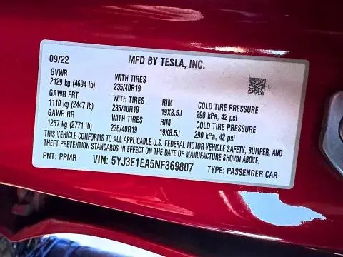 2022 TESLA MODEL 3   