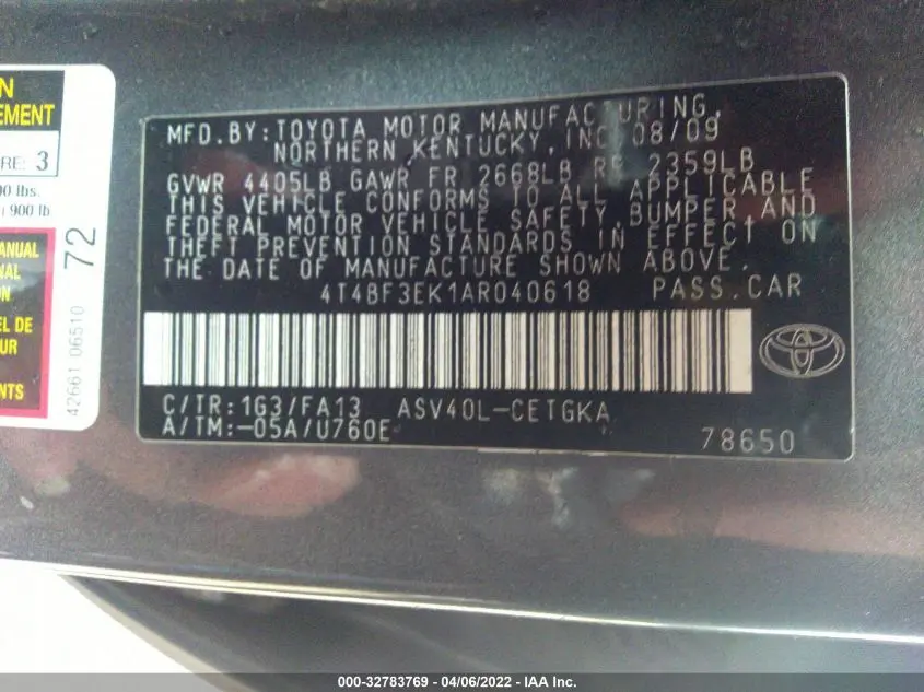 2010 TOYOTA CAMRY 