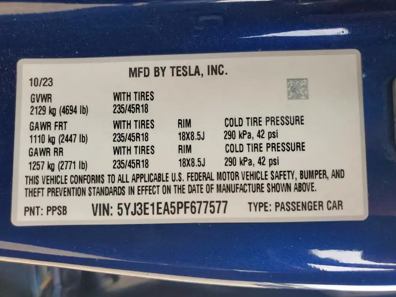 2023 TESLA MODEL 3   