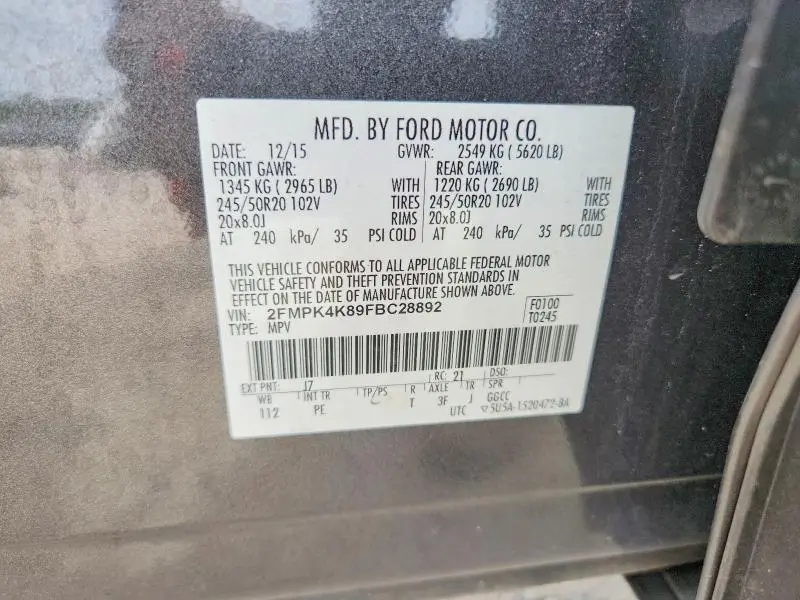 2015 FORD EDGE TITANIUM  