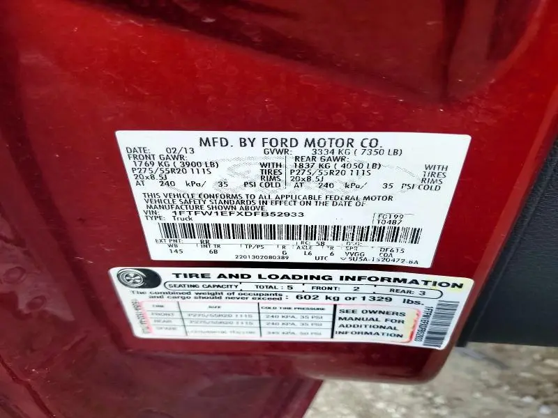 2013 FORD F150 SUPERCREW  