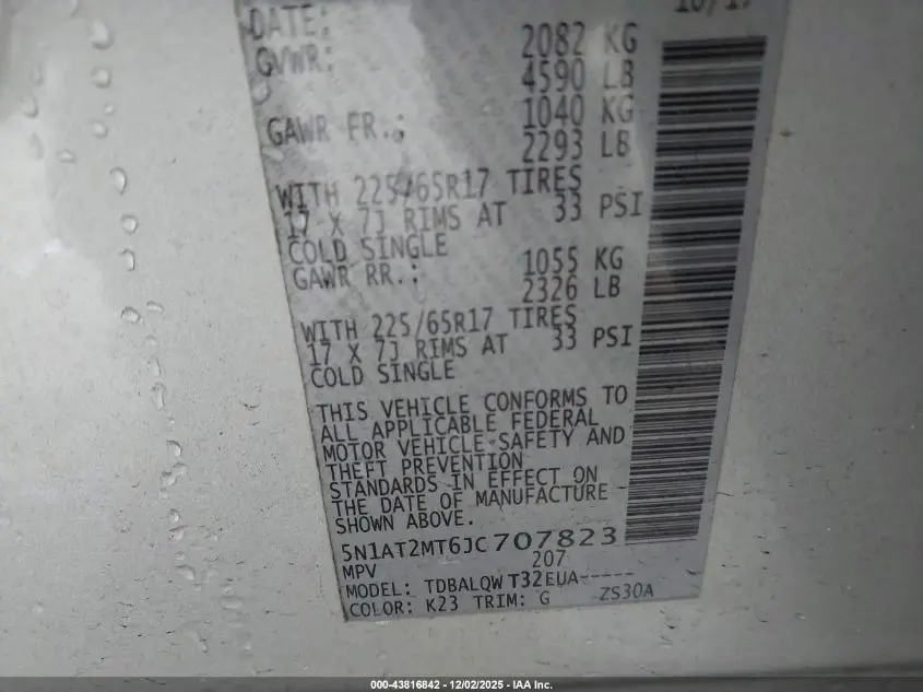 2018 NISSAN ROGUE SV